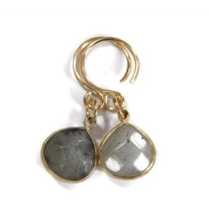 Genuine Labradorite Gemstone Briolette Dangle drop earrings